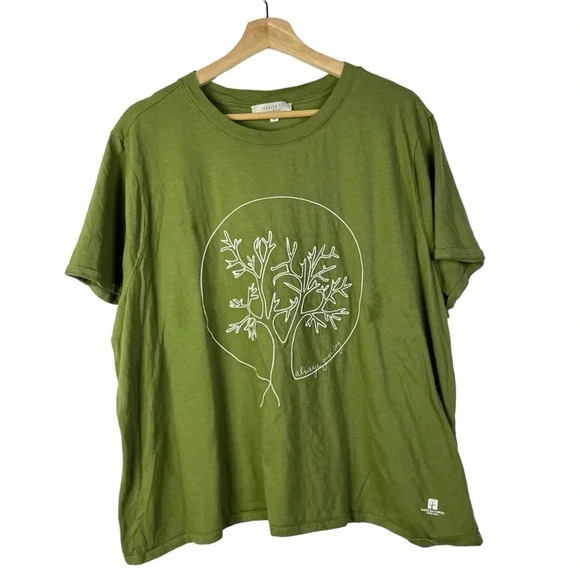 Forever 21 Green White Tree Graphic Short Sleeve T-Shirt 3X - Picture 1 of 4